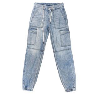 American Eagle 1977 Jeans Cargo Jogger Acid Wash Drawstring Sz 4 Genes Mom